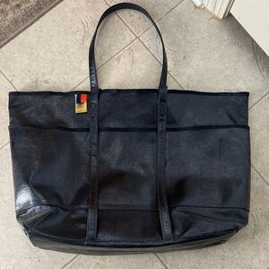 Elegant Black Tote Bag with Colorful Accent